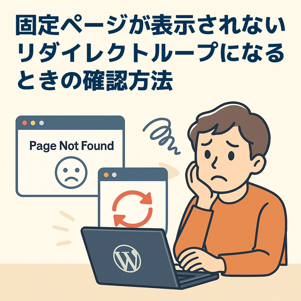 固定ページが表示されない／リダイレクトループになるときの確認方法